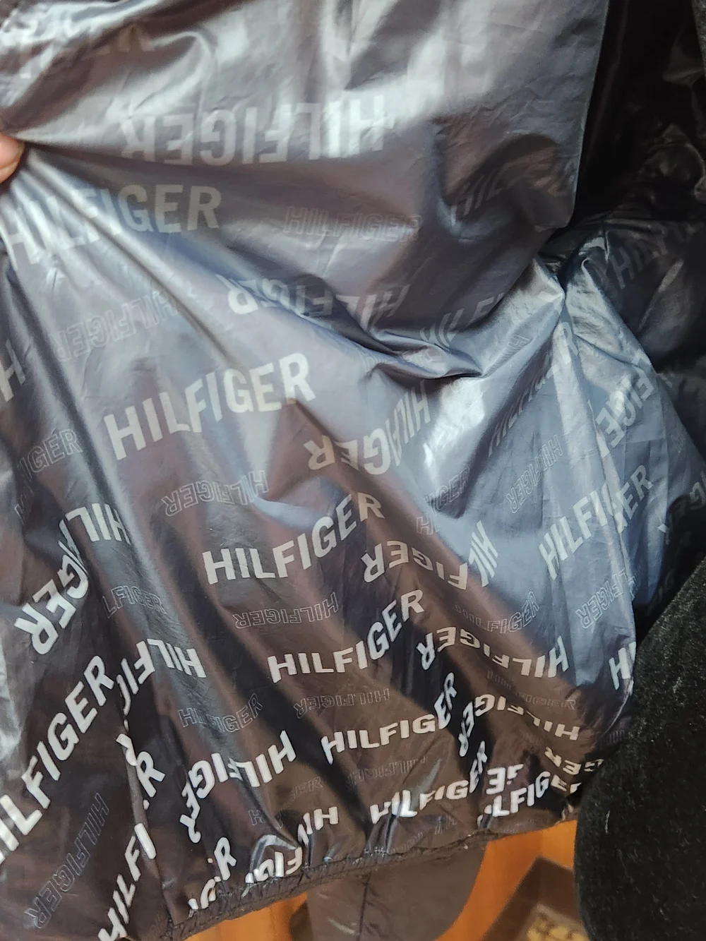 Tommy Hilfiger Black Puffer Jacket with Red Trim